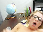 Class Slut Fucks In Striped Stockings And Glasses